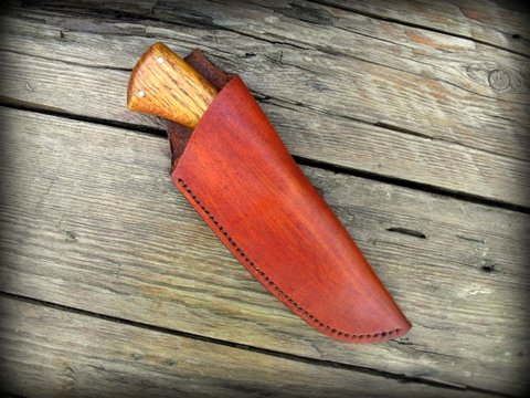 frontier knife with a leather sheath