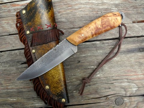 frontier trail knife with a forged lanyard